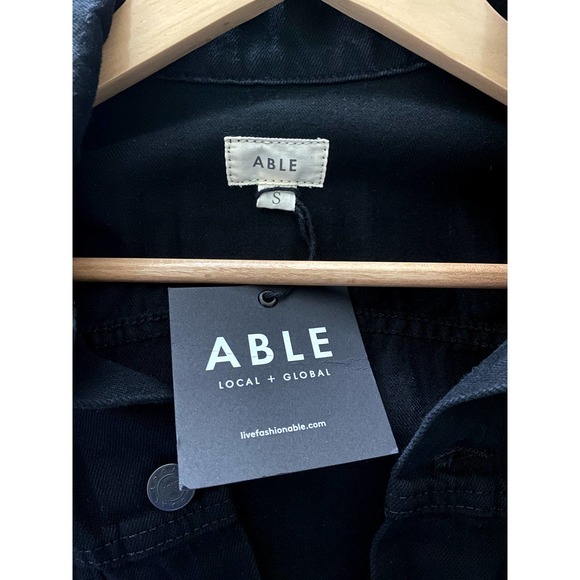 Able The Minelia Black Denim Jacket-Size Small-NWT - Picture 4 of 10